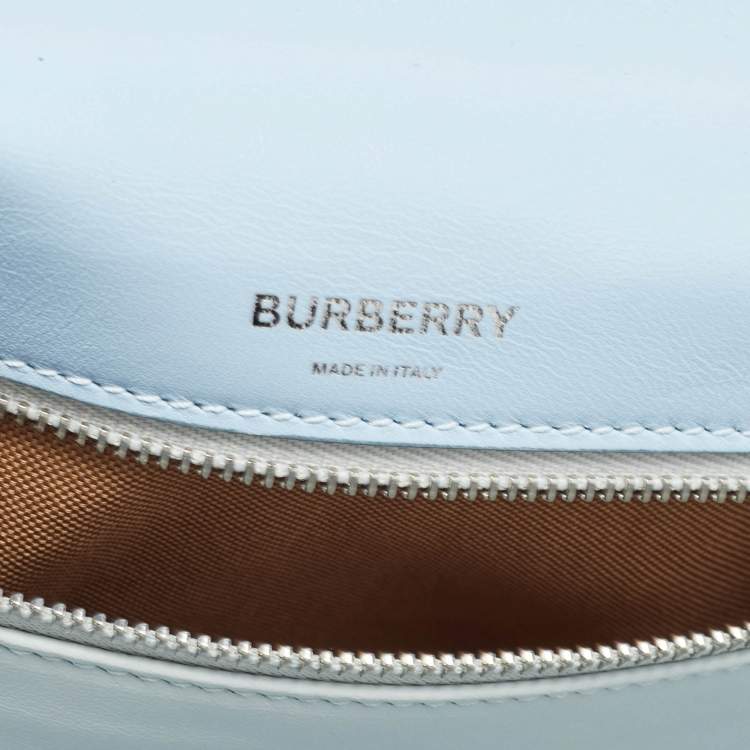 Pre Owned Burberry Pale Blue Soft Leather Small Olympia Shoulder Bag