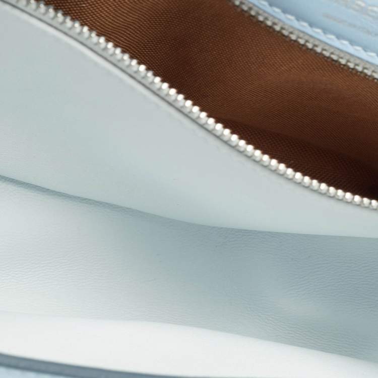 Pre Owned Burberry Pale Blue Soft Leather Small Olympia Shoulder Bag