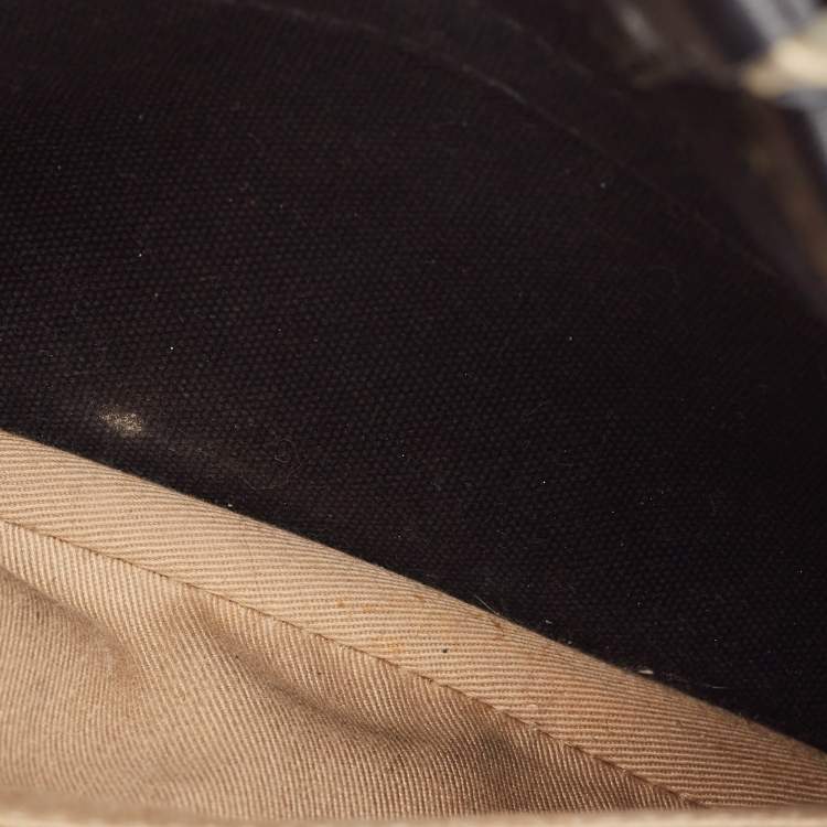 Pre Owned Burberry Black Leather and Check Canvas Front Pocket Crossbody Bag