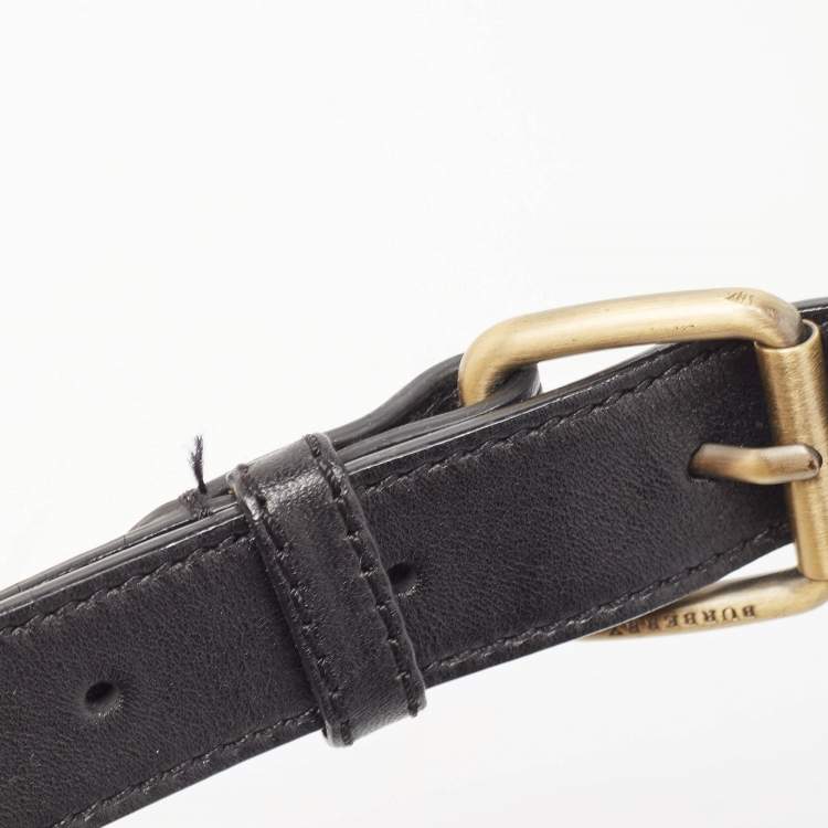 Pre Owned Burberry Black Leather and Check Canvas Front Pocket Crossbody Bag