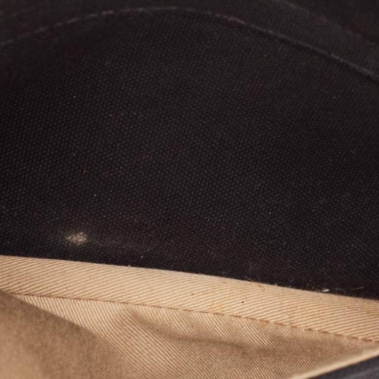 Pre Owned Burberry Black Leather and Check Canvas Front Pocket Crossbody Bag