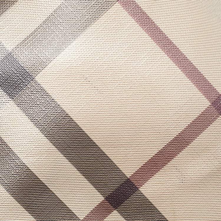 Pre Owned Burberry Smoked Check Coated Canvas and Leather Small Canterbury Tote