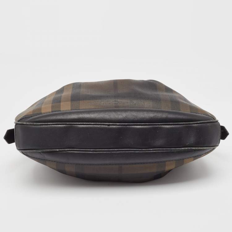 Pre Owned Burberry Smoked Check PVC and Leather Small Brooklyn Hobo