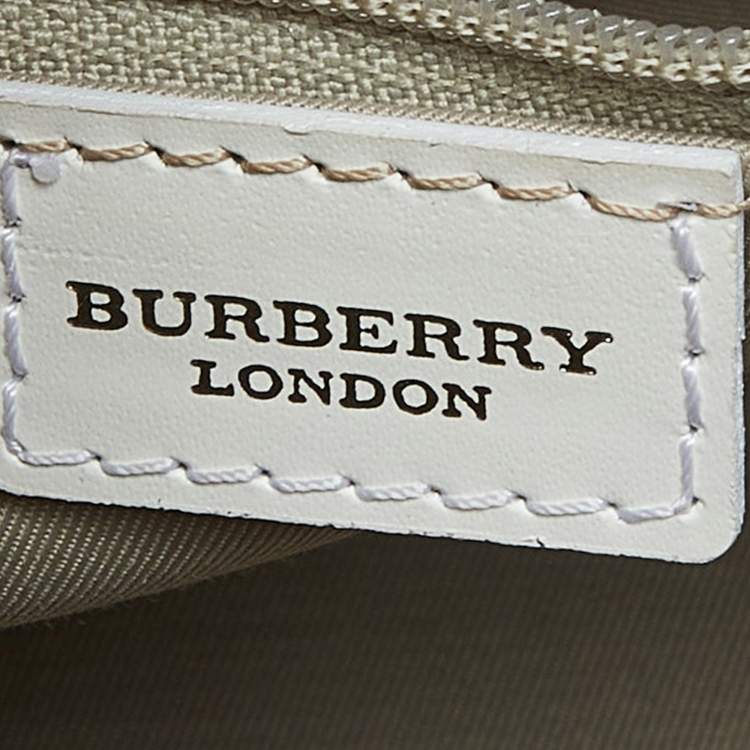Pre Owned Burberry Blue/White House Check PVC and Leather Dome Satchel 