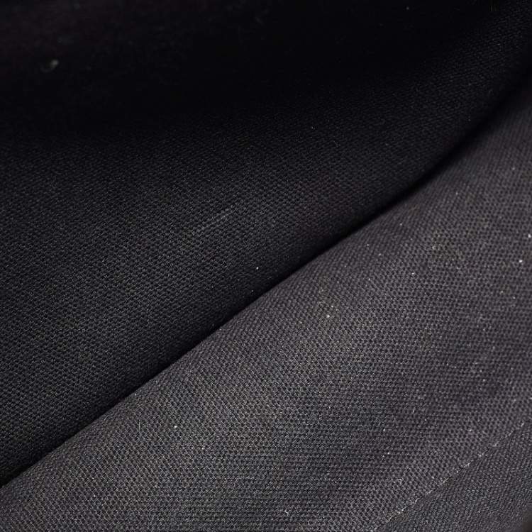 Pre Owned Burberry Black/Beige Leather and House Check Fabric Medium Banner Tote