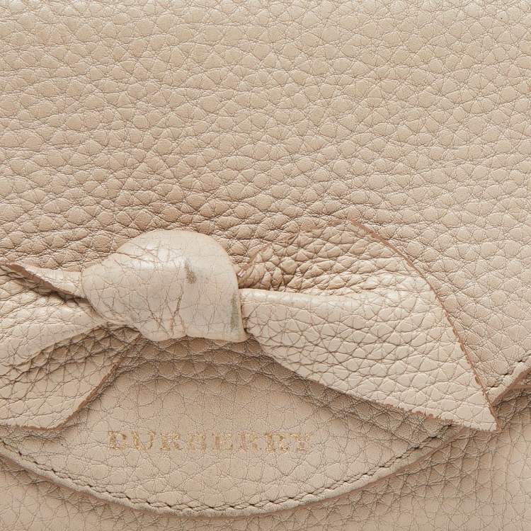 Pre Owned Burberry Beige Leather Bow Continental Wallet