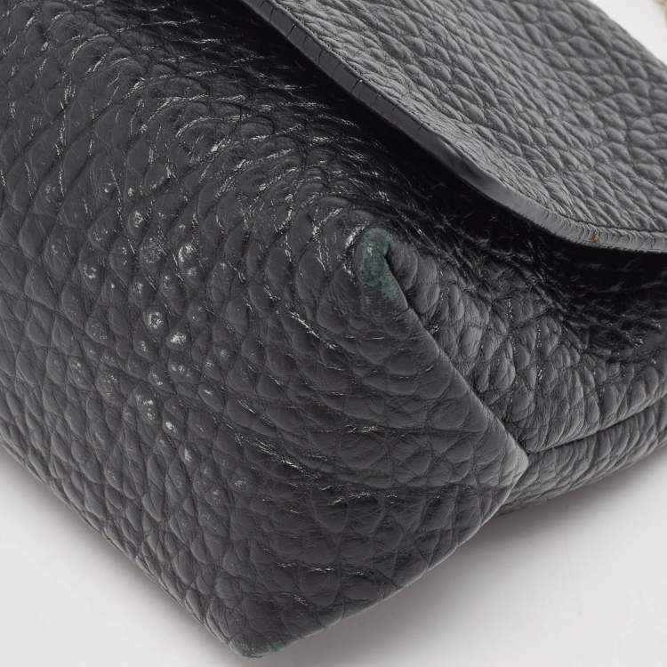 Pre Owned Burberry Black Pebbled Leather Mildenhall Shoulder Bag