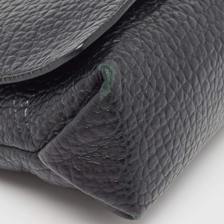 Pre Owned Burberry Black Pebbled Leather Mildenhall Shoulder Bag