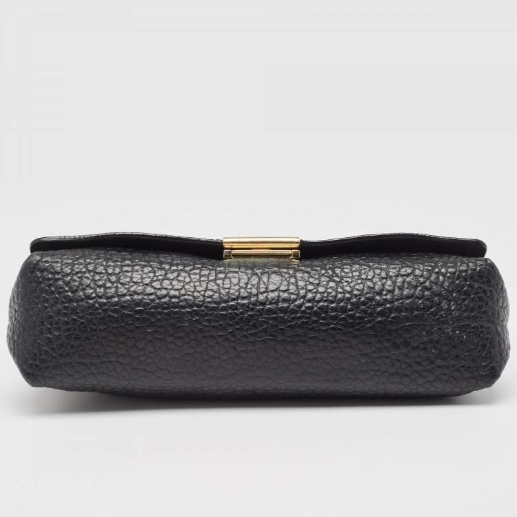 Pre Owned Burberry Black Pebbled Leather Mildenhall Shoulder Bag