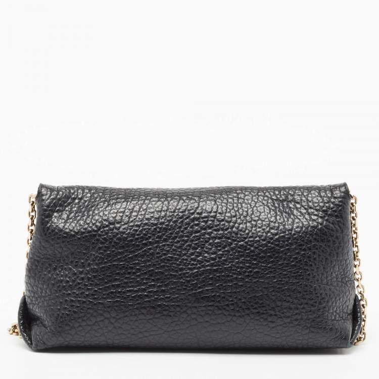 Pre Owned Burberry Black Pebbled Leather Mildenhall Shoulder Bag