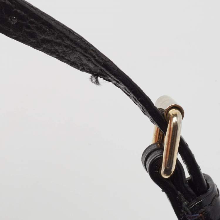 Pre Owned Burberry Black Pebbled Leather Mildenhall Shoulder Bag