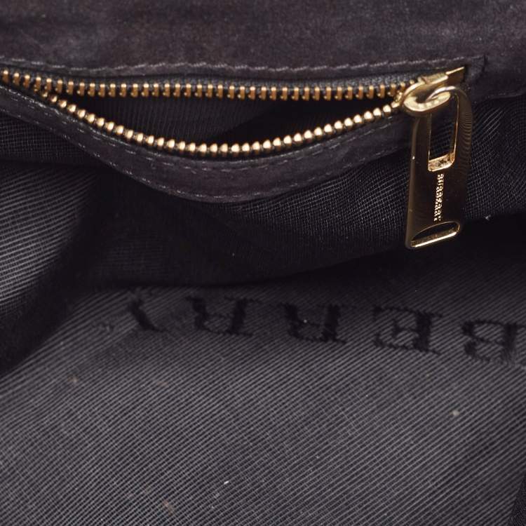 Pre Owned Burberry Black Pebbled Leather Mildenhall Shoulder Bag