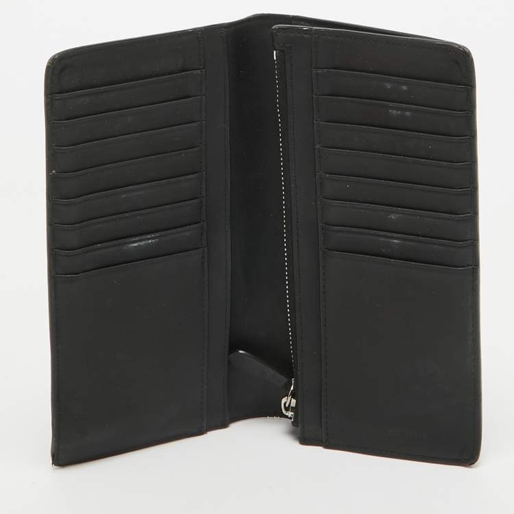 Pre Owned Burberry Black Check Coated Canvas Bifold Long Wallet