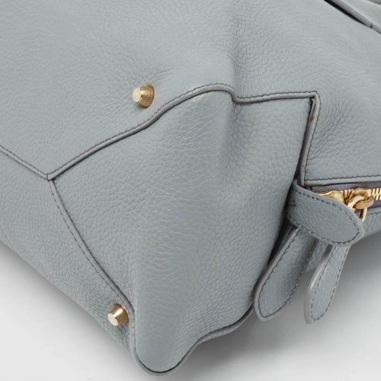 Pre Owned Burberry Light Blue Leather Greenwood Satchel