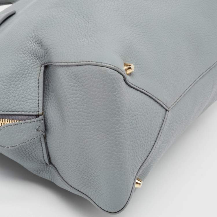 Pre Owned Burberry Light Blue Leather Greenwood Satchel