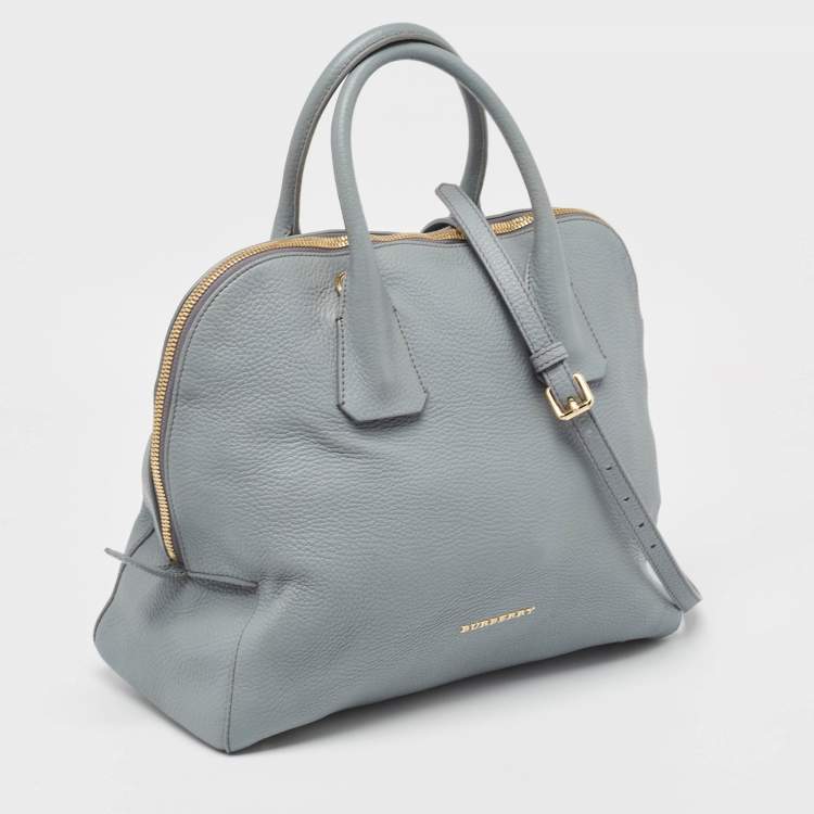 Pre Owned Burberry Light Blue Leather Greenwood Satchel