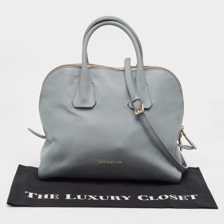 Pre Owned Burberry Light Blue Leather Greenwood Satchel