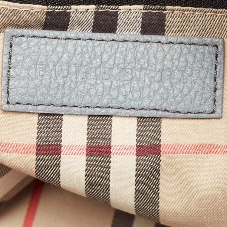 Pre Owned Burberry Light Blue Leather Greenwood Satchel