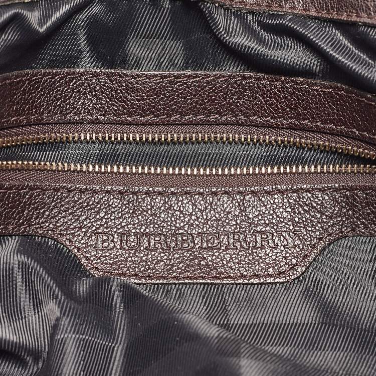 Pre Owned Burberry Dark Brown Leather Lambeth Hobo