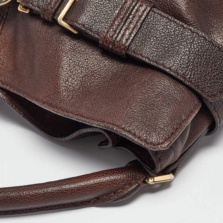 Pre Owned Burberry Dark Brown Leather Lambeth Hobo