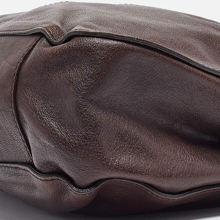 Pre Owned Burberry Dark Brown Leather Lambeth Hobo