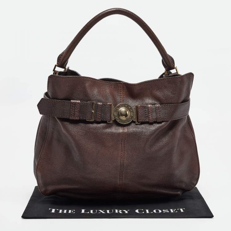 Pre Owned Burberry Dark Brown Leather Lambeth Hobo