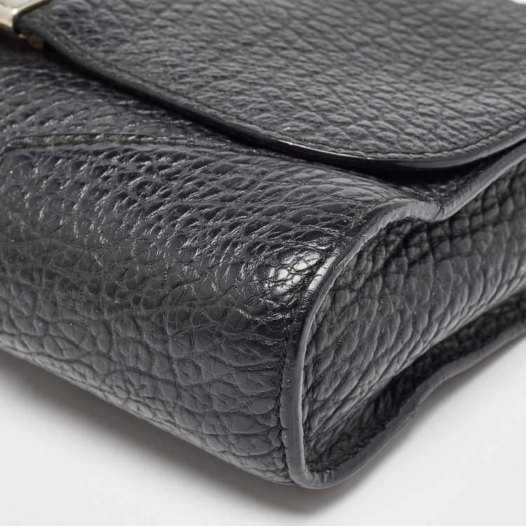 Pre Owned Burberry Black Grain Leather Heritage Crossbody Bag