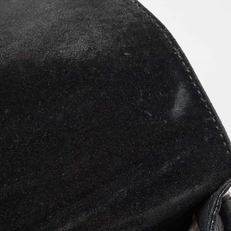 Pre Owned Burberry Black Grain Leather Heritage Crossbody Bag