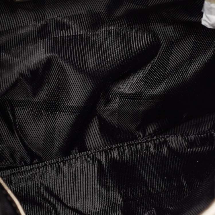 Pre Owned Burberry Grey Smoke Check Shimmer Fabric and Leather Brooke Hobo