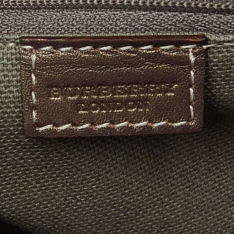 Pre Owned Burberry Pink/Metallic House Check PVC and Leather Buckle Flap Hobo