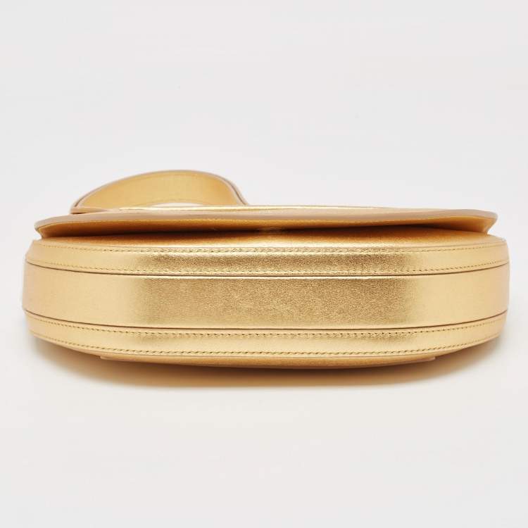 Pre Owned Burberry Gold Leather Small Olympia Shoulder Bag