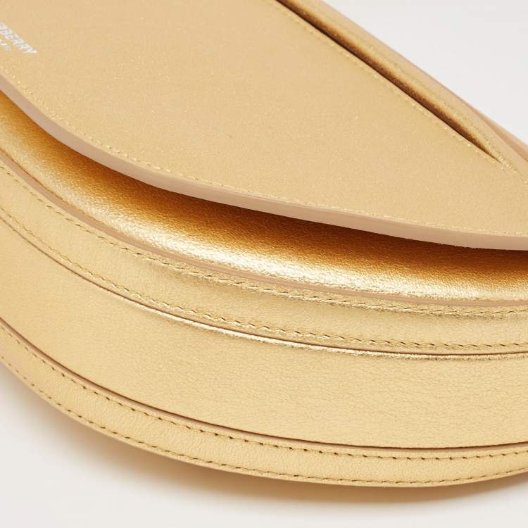 Pre Owned Burberry Gold Leather Small Olympia Shoulder Bag