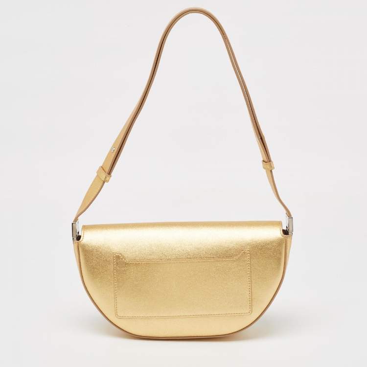 Pre Owned Burberry Gold Leather Small Olympia Shoulder Bag