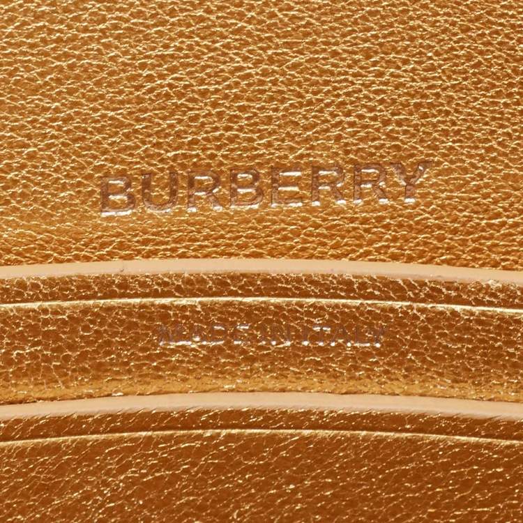 Pre Owned Burberry Gold Leather Small Olympia Shoulder Bag