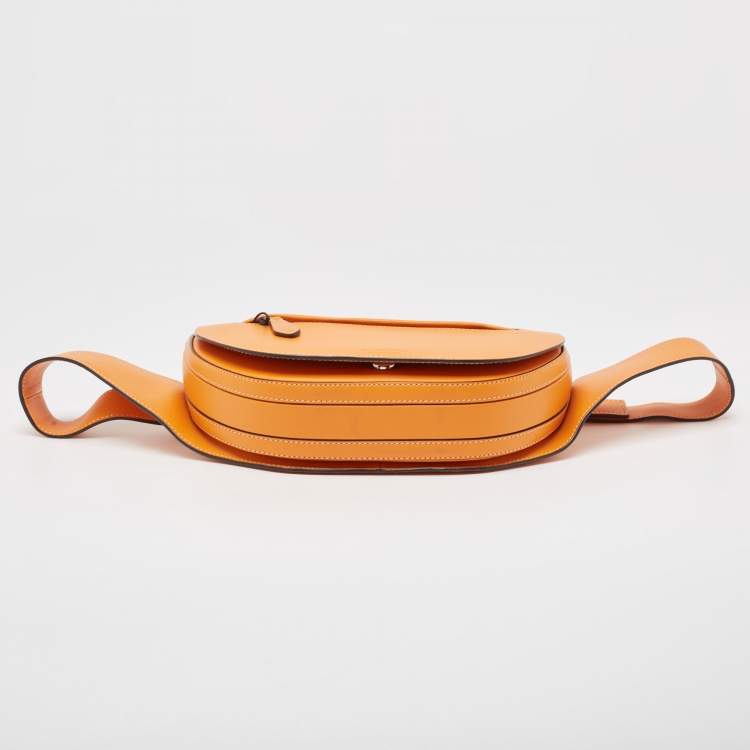 Pre Owned Burberry Orange Leather Small Olympia Bumbag