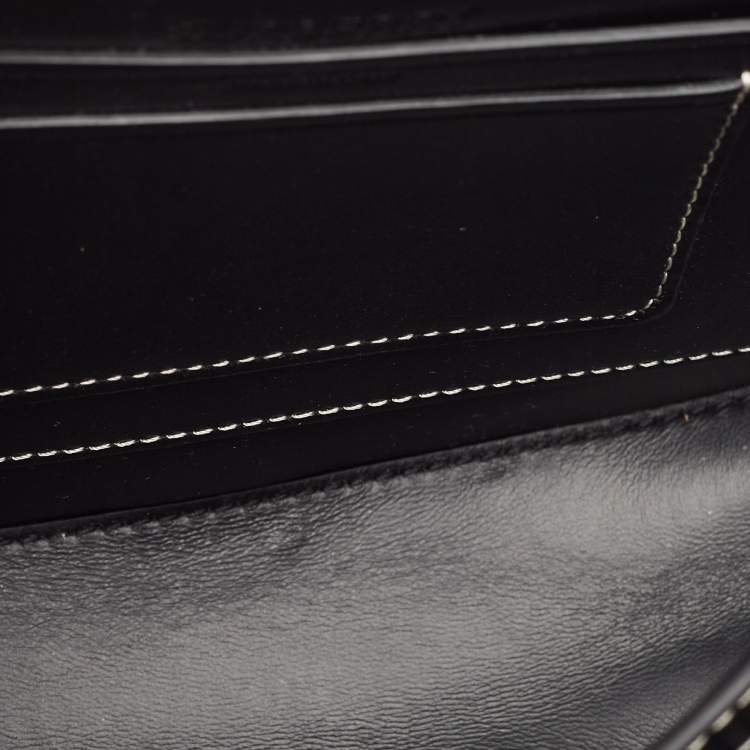 Pre Owned Burberry Black/White Canvas and Leather Small Olympia Bumbag
