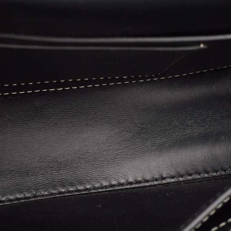 Pre Owned Burberry Black/White Canvas and Leather Small Olympia Bumbag