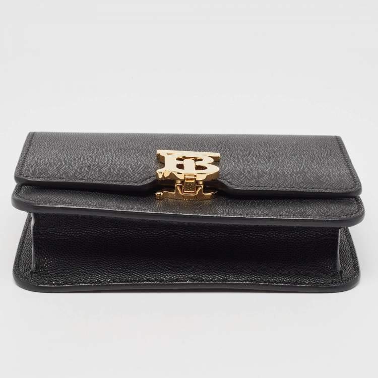 Pre Owned Burberry Black Leather Mini TB Shoulder Bag