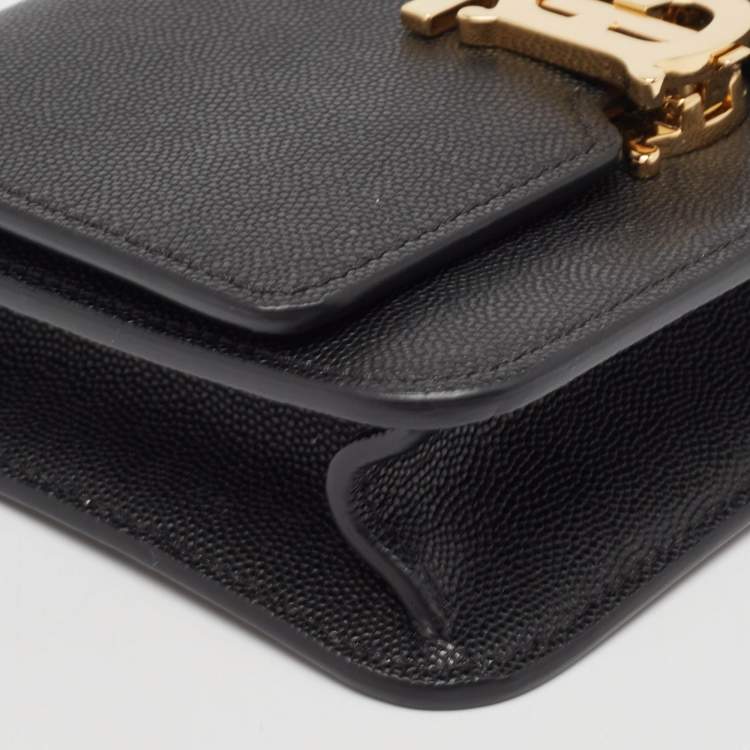 Pre Owned Burberry Black Leather Mini TB Shoulder Bag