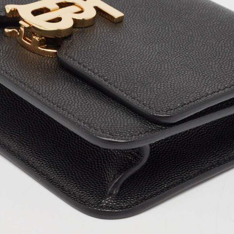 Pre Owned Burberry Black Leather Mini TB Shoulder Bag