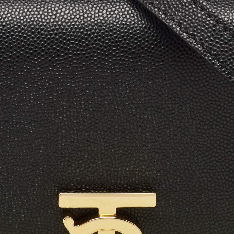 Pre Owned Burberry Black Leather Mini TB Shoulder Bag