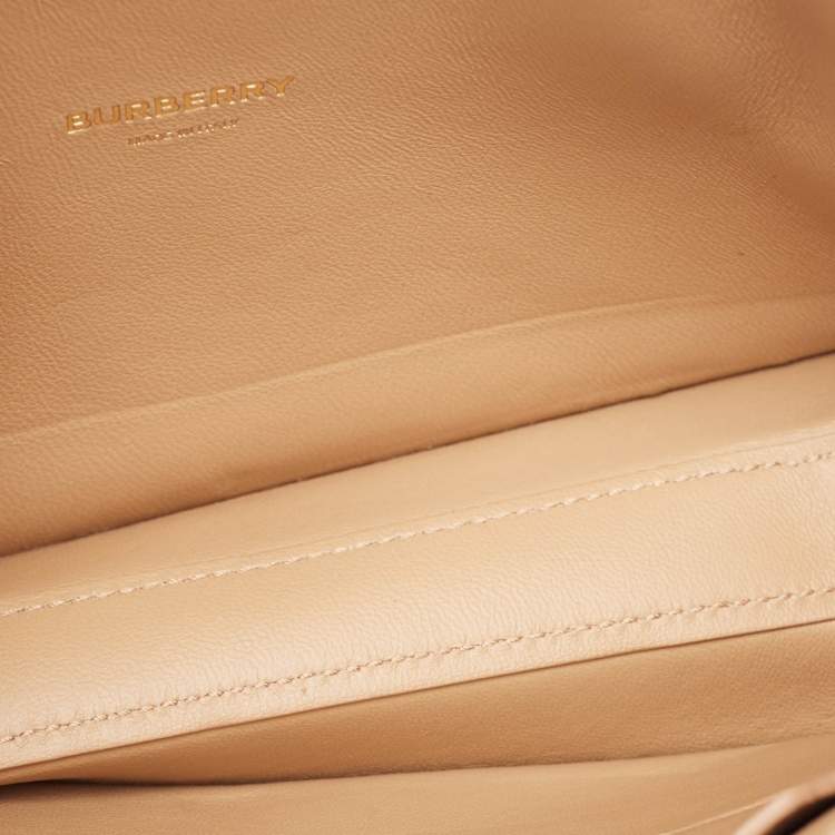 Pre Owned Burberry Beige Satin Studded Olympia Clutch