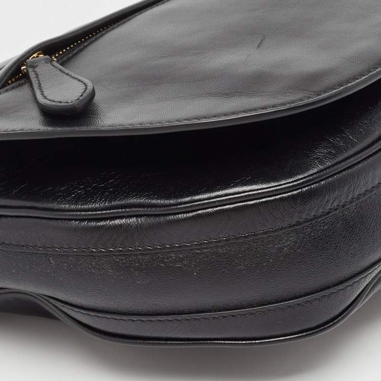 Pre Owned Burberry Black Soft Leather Medium Olympia Bag