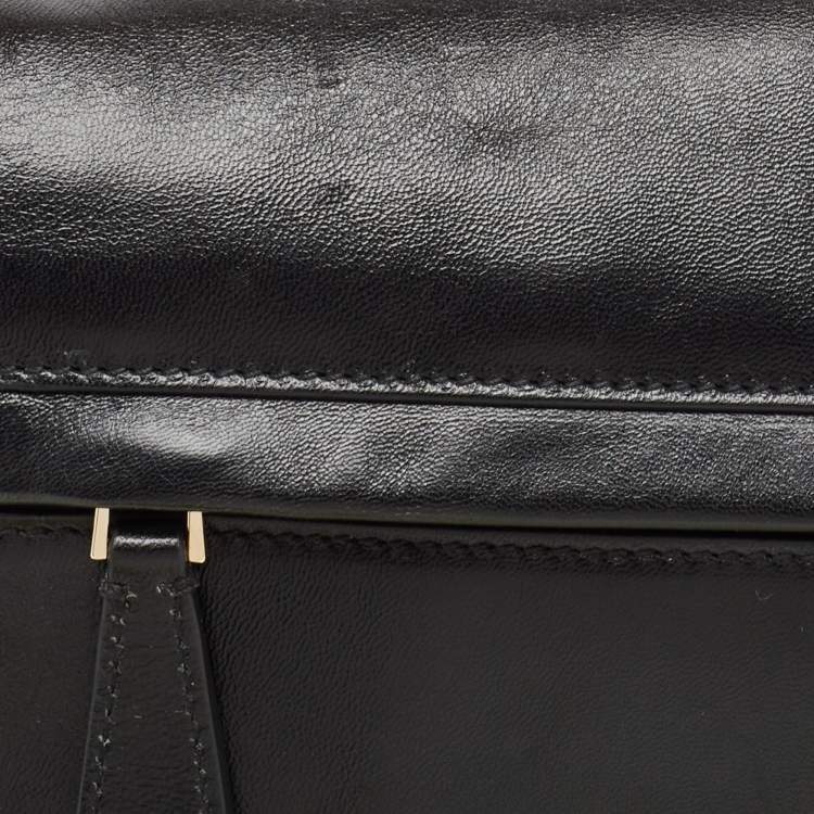 Pre Owned Burberry Black Soft Leather Medium Olympia Bag