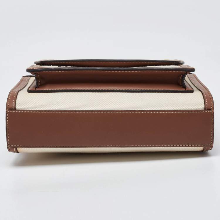 Pre Owned Burberry Beige/Brown Canvas and Leather Mini Pocket Tote