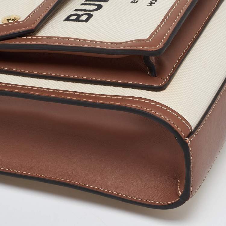 Pre Owned Burberry Beige/Brown Canvas and Leather Mini Pocket Tote