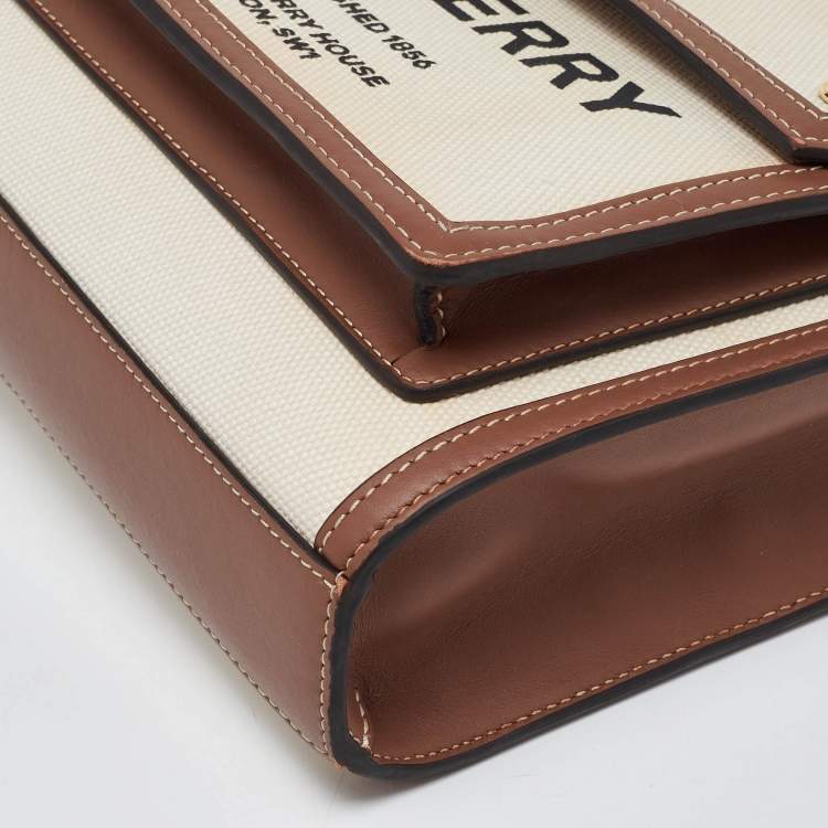 Pre Owned Burberry Beige/Brown Canvas and Leather Mini Pocket Tote