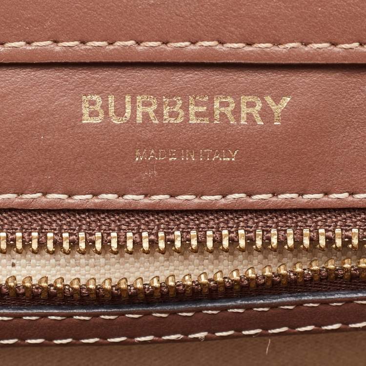 Pre Owned Burberry Beige/Brown Canvas and Leather Mini Pocket Tote