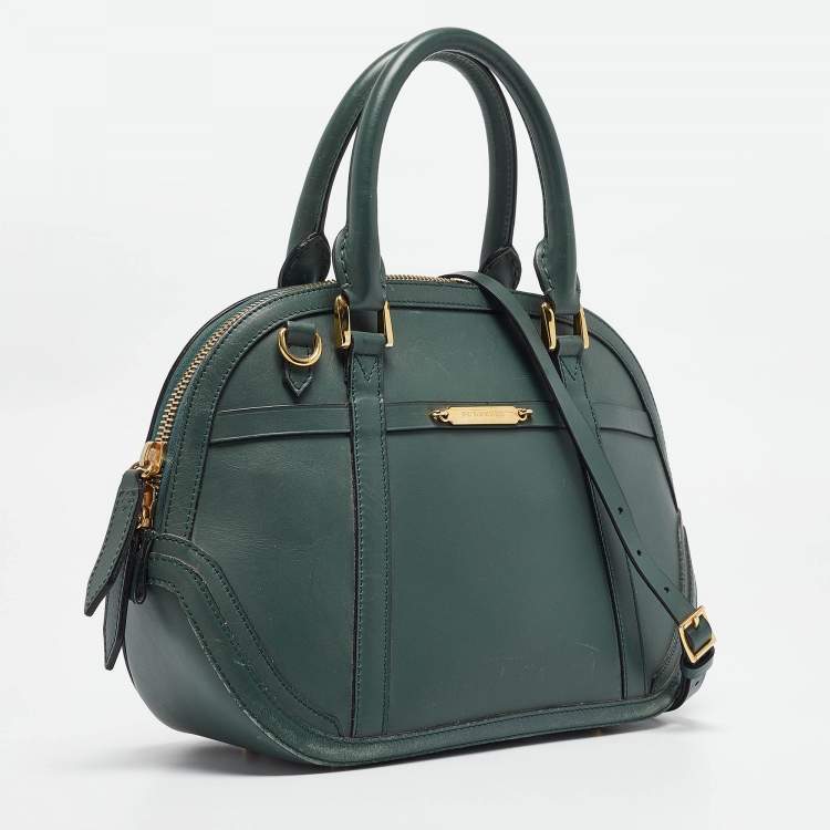 Pre Owned Burberry Green Leather Orchard Bowler Bag