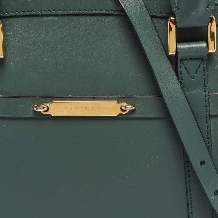 Pre Owned Burberry Green Leather Orchard Bowler Bag